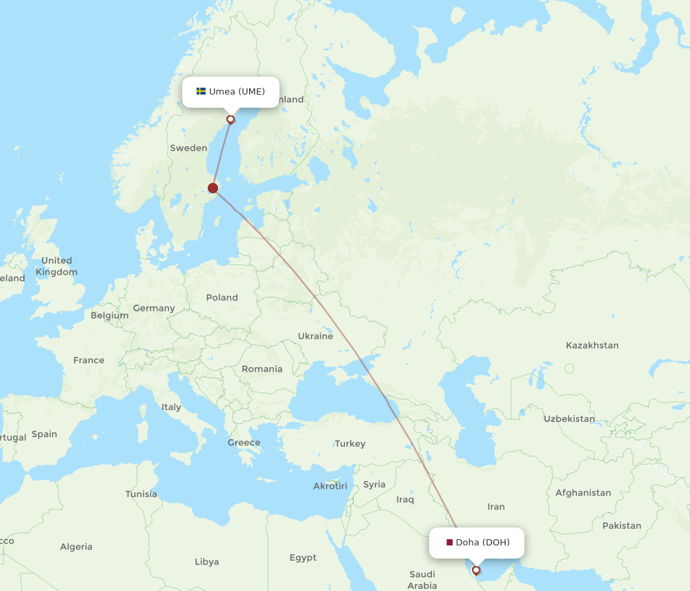 DOH-UME flight routes