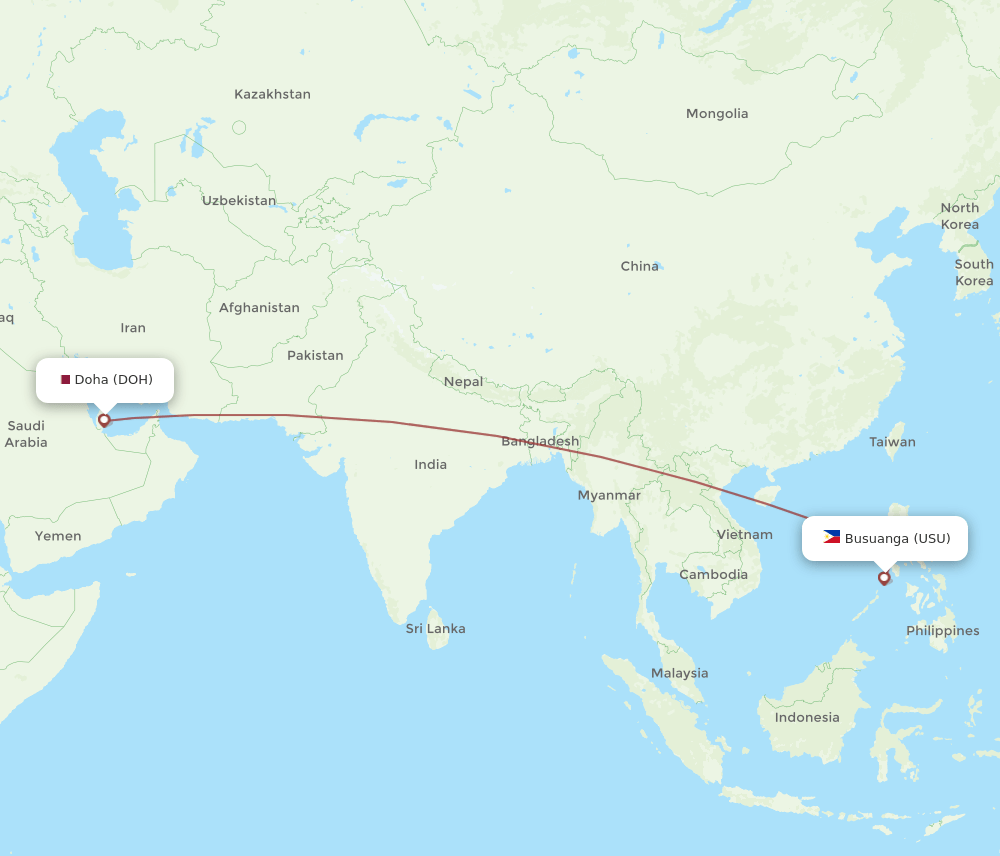DOH to USU flights and routes map