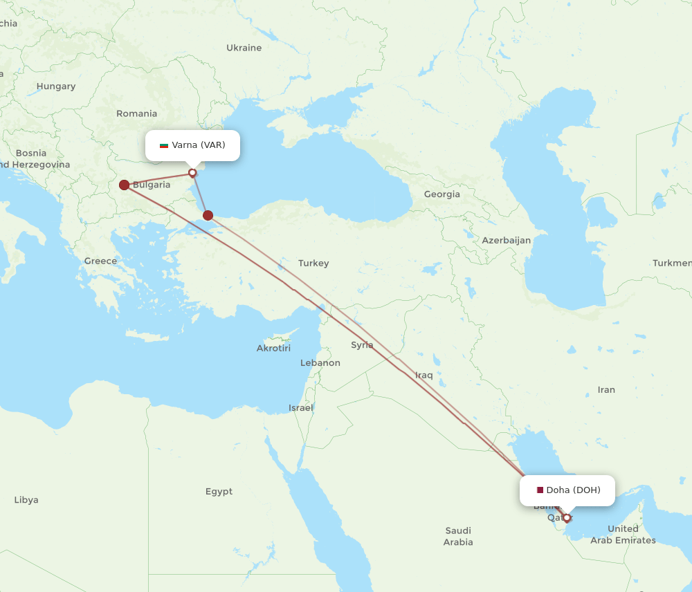 DOH-VAR flight routes