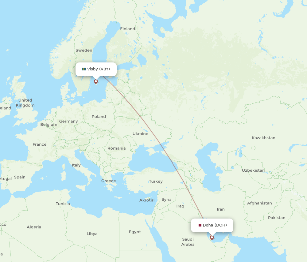 DOH-VBY flight routes