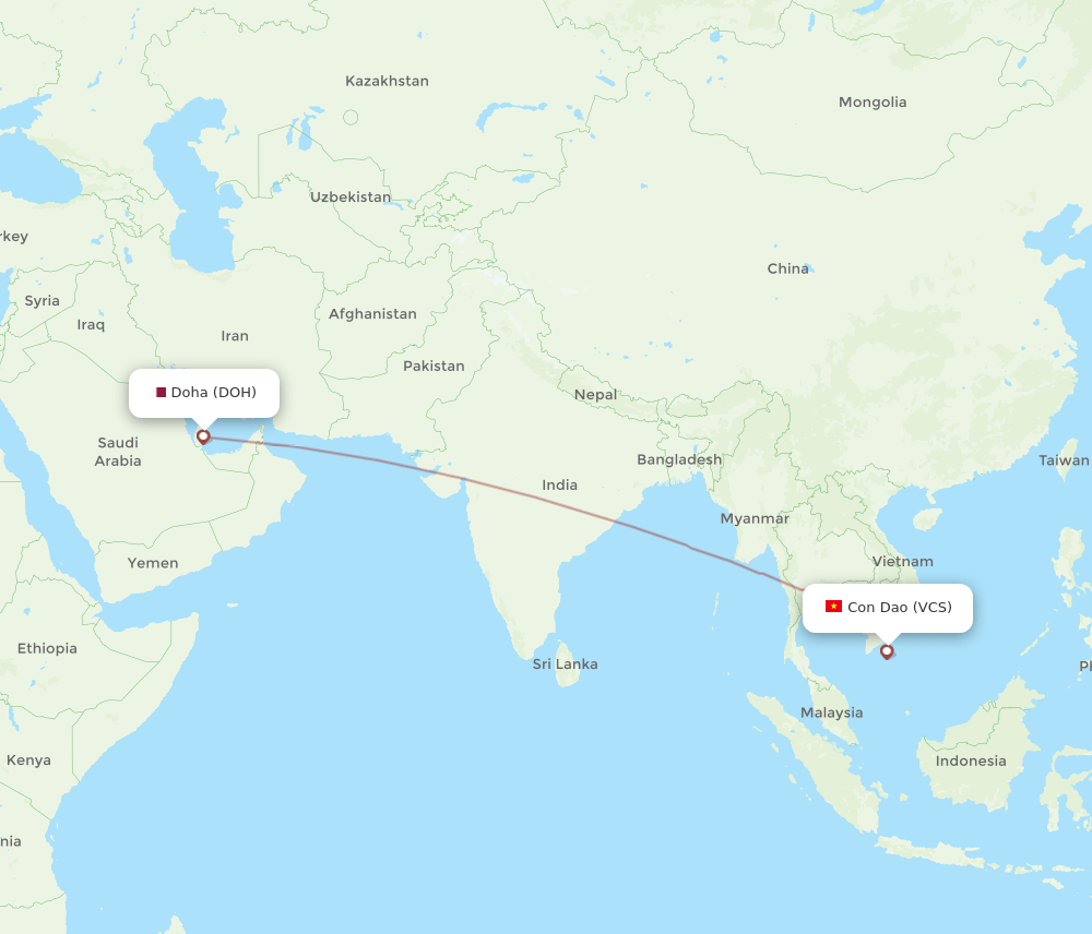 DOH-VCS flight routes
