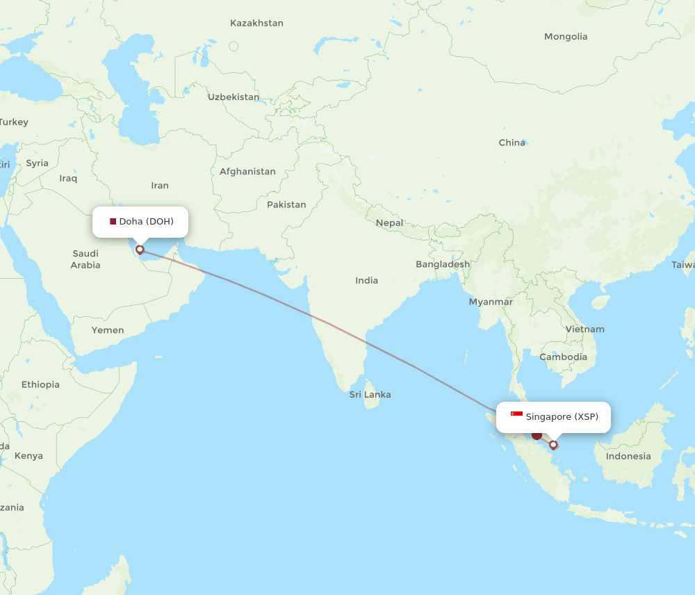 DOH-XSP flight routes