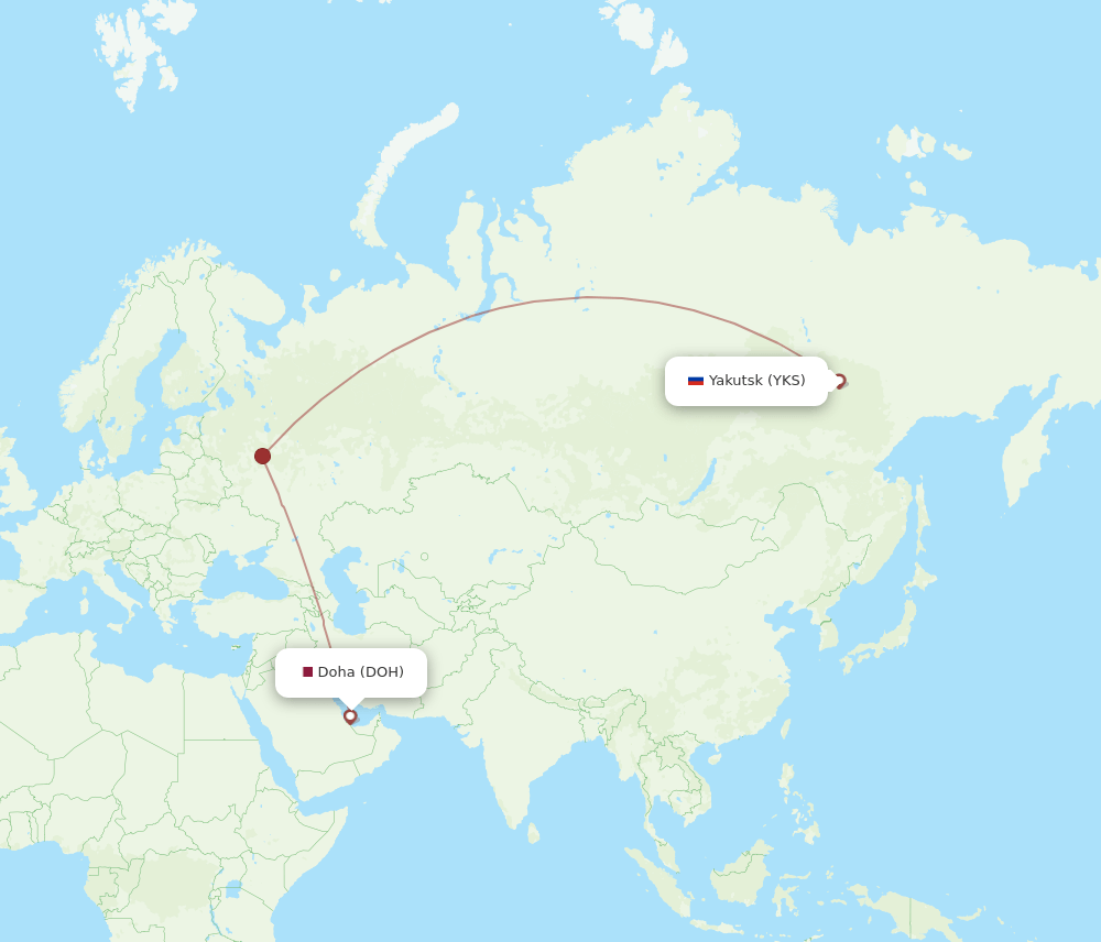 DOH-YKS flight routes