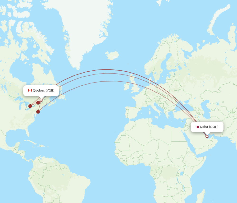 DOH-YQB flight routes