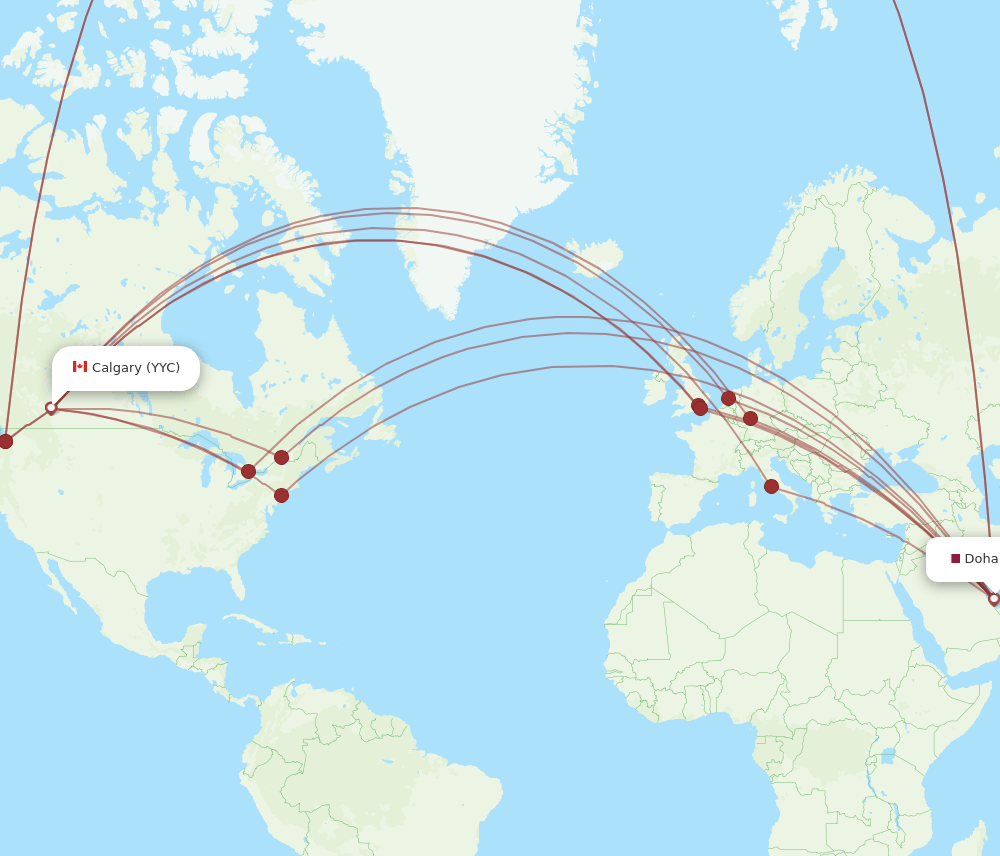 DOH-YYC flight routes