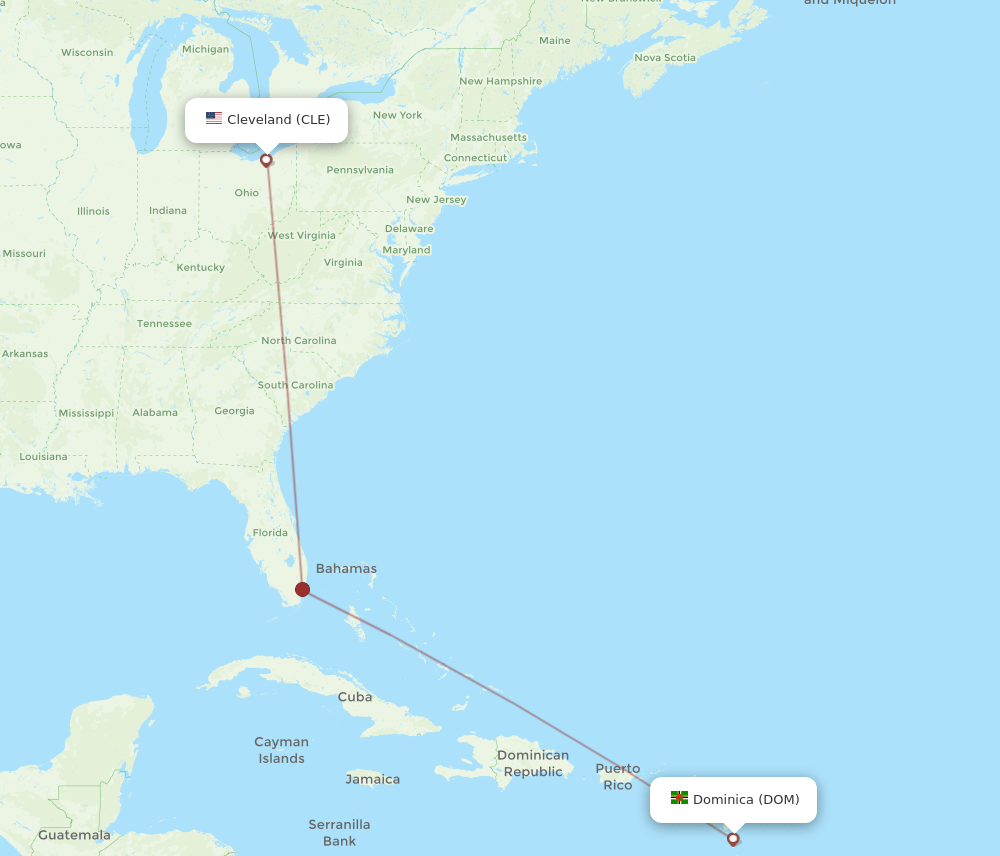 DOM-CLE flight routes