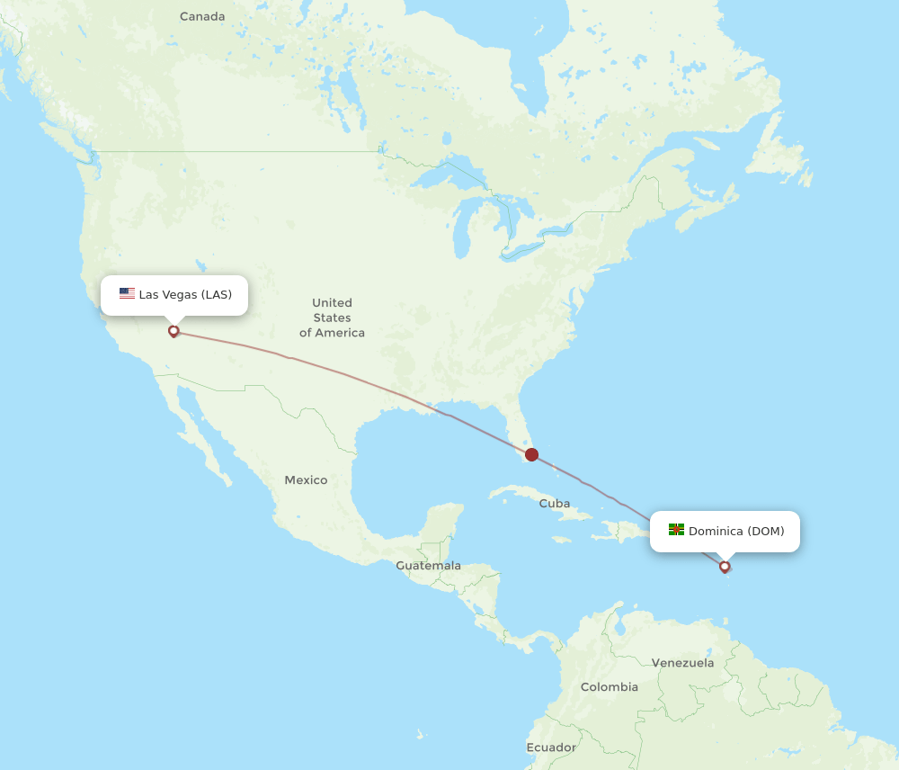 DOM to LAS flights and routes map