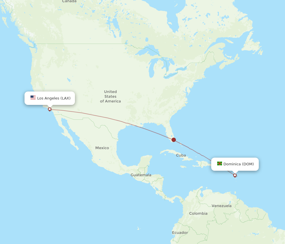 DOM-LAX flight routes
