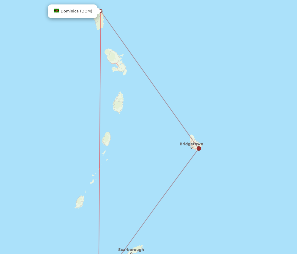 DOM to POS flights and routes map