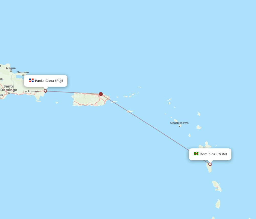 DOM to PUJ flights and routes map