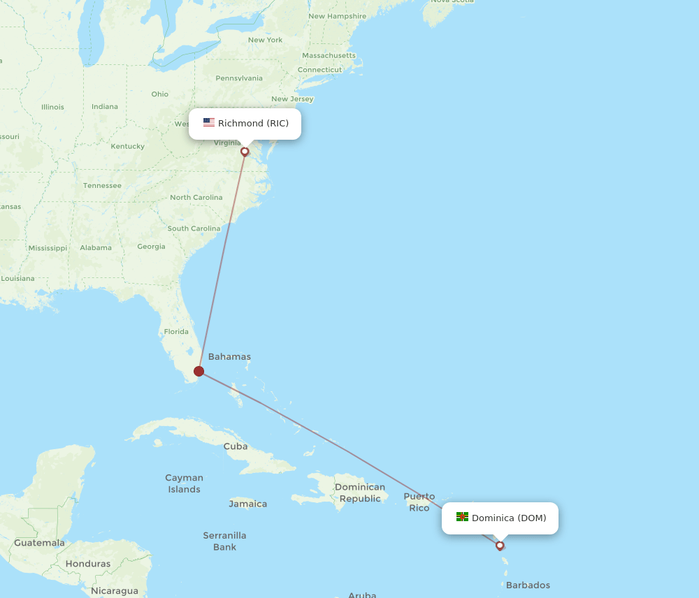 DOM-RIC flight routes