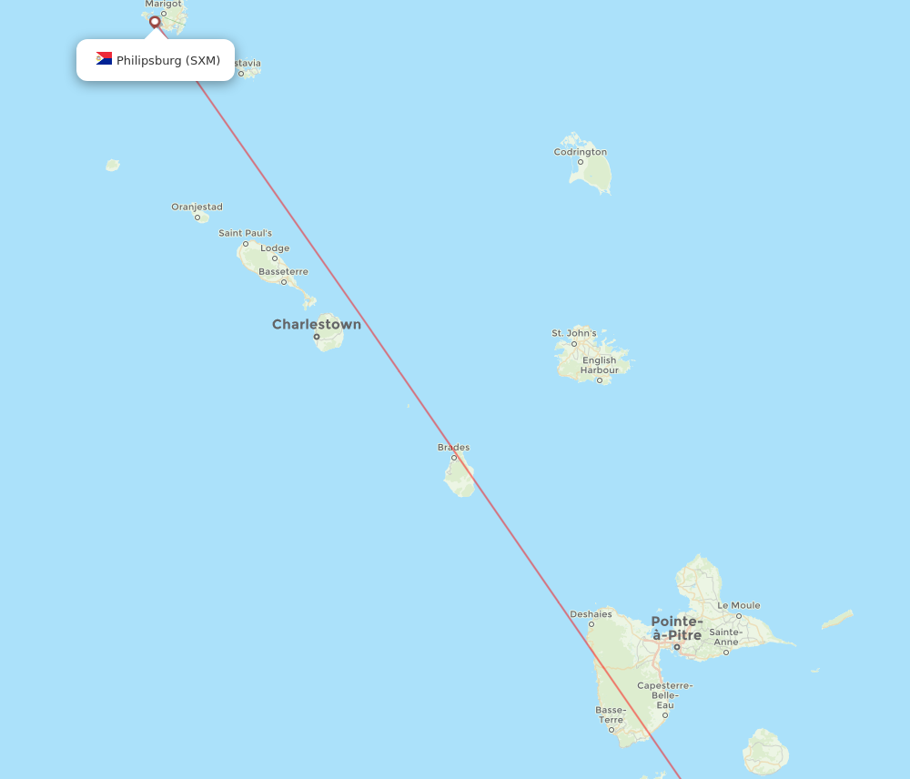 DOM to SXM flights and routes map