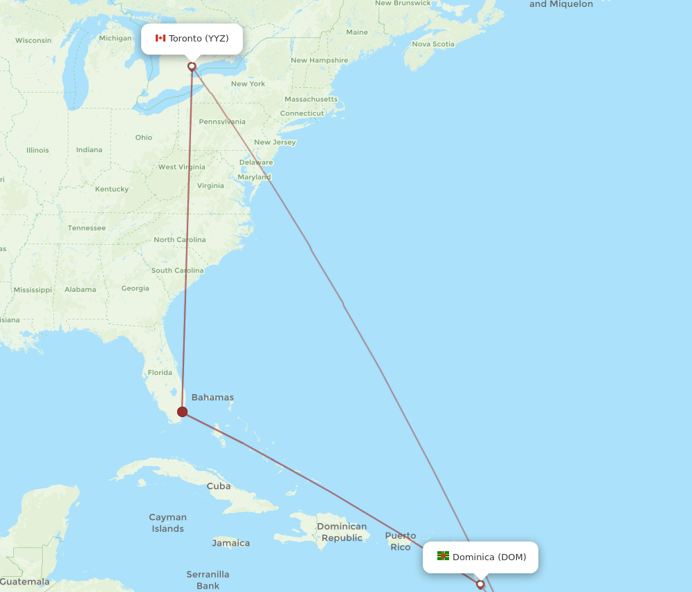 DOM-YYZ flight routes