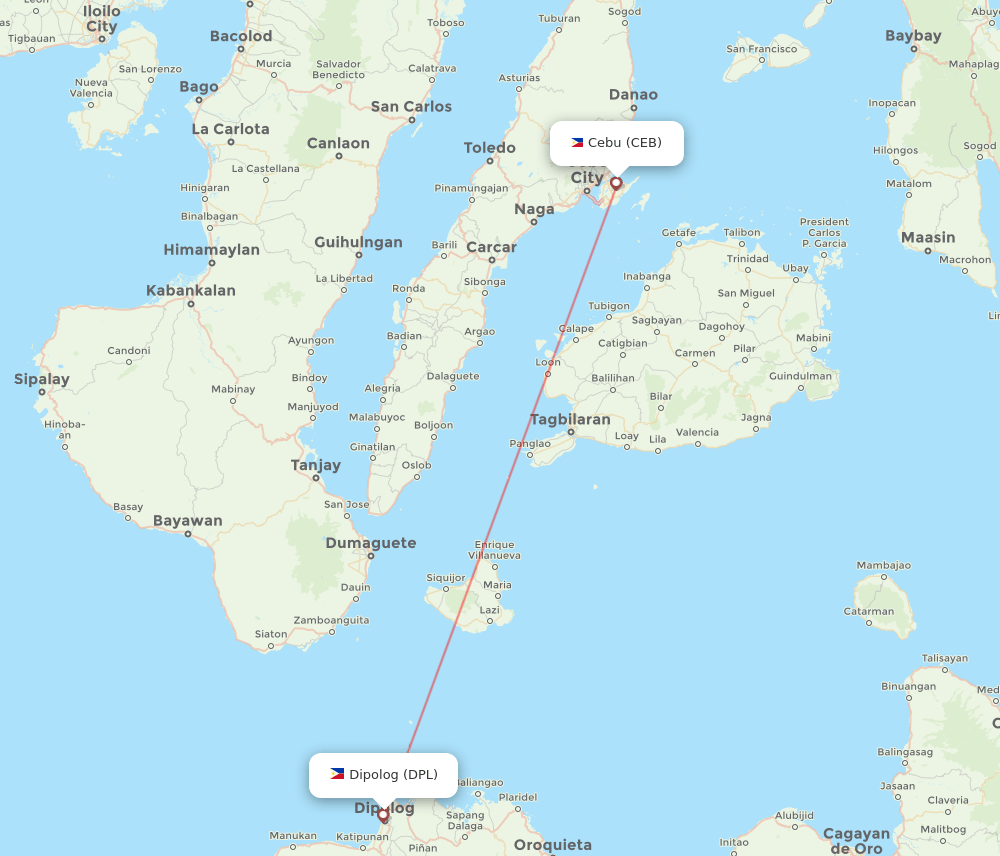 DPL to CEB flights and routes map