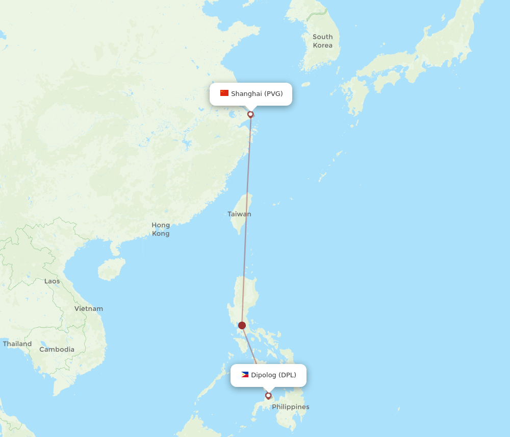 DPL to PVG flights and routes map