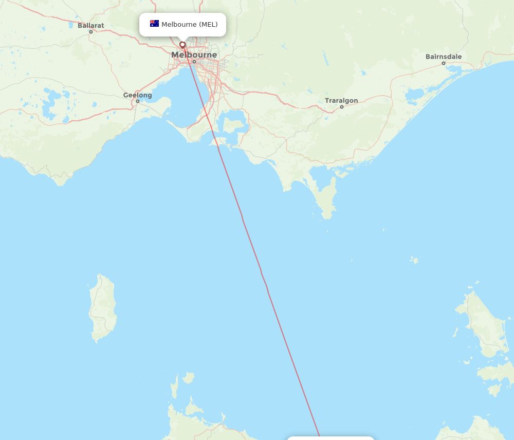 Devonport - Melbourne route map and flight paths