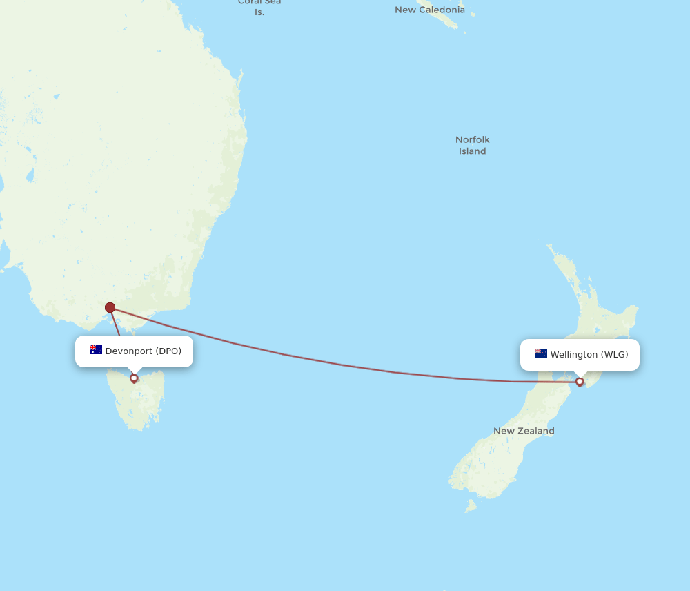 DPO-WLG flight routes