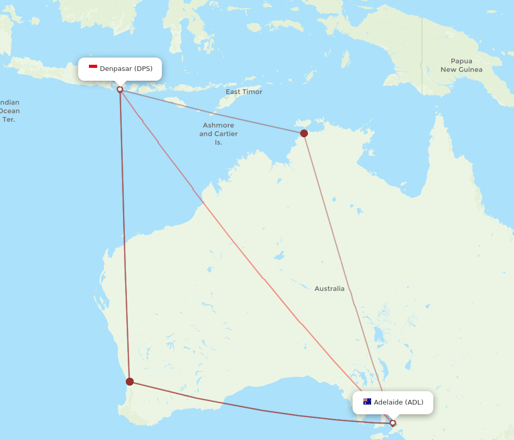 DPS to ADL flights and routes map