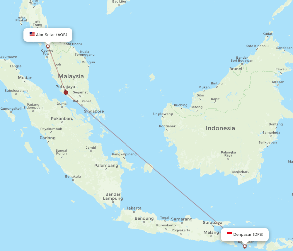 DPS to AOR flights and routes map