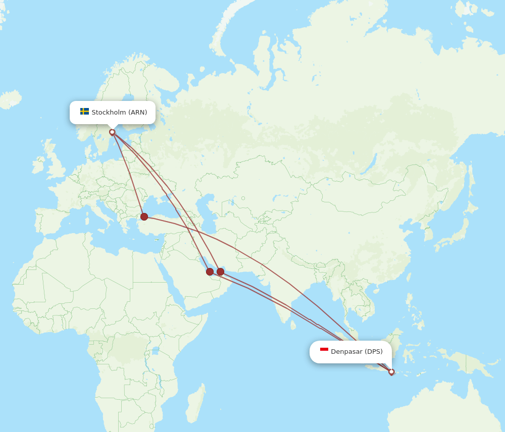DPS-ARN flight routes