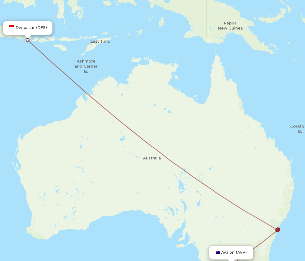 DPS to AVV flights and routes map