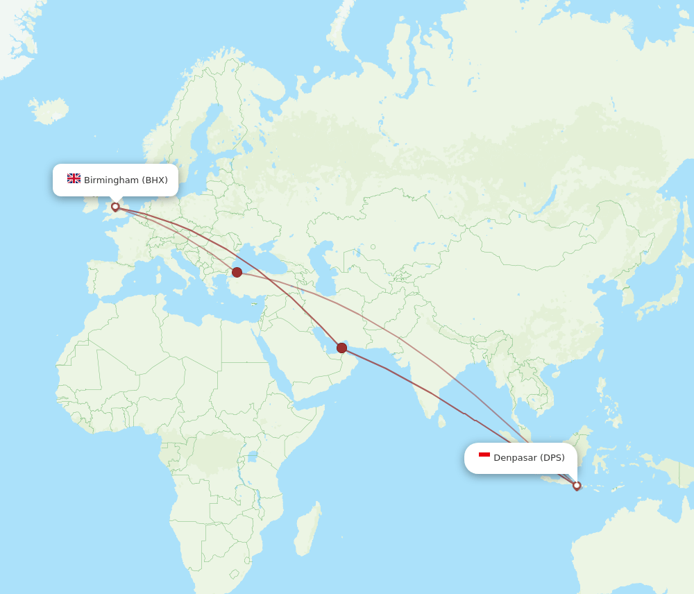 DPS-BHX flight routes
