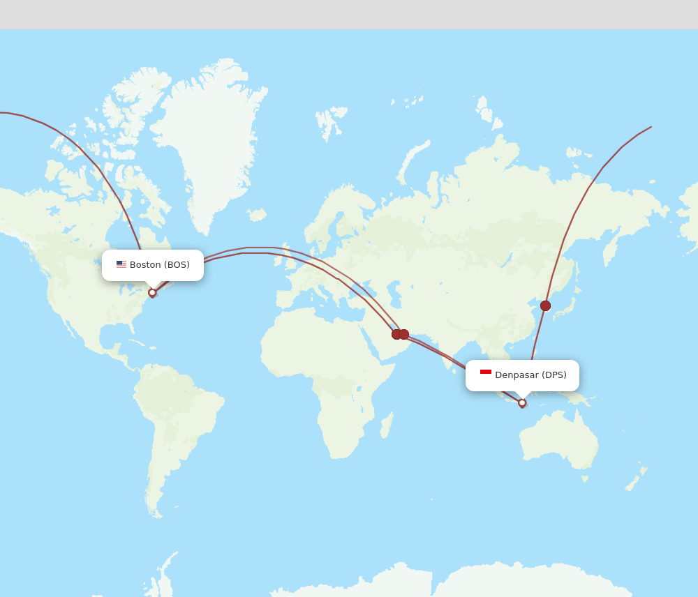 DPS-BOS flight routes