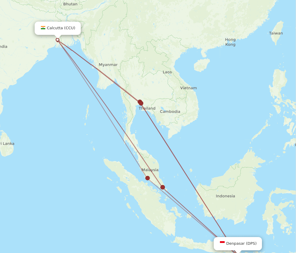 DPS-CCU flight routes