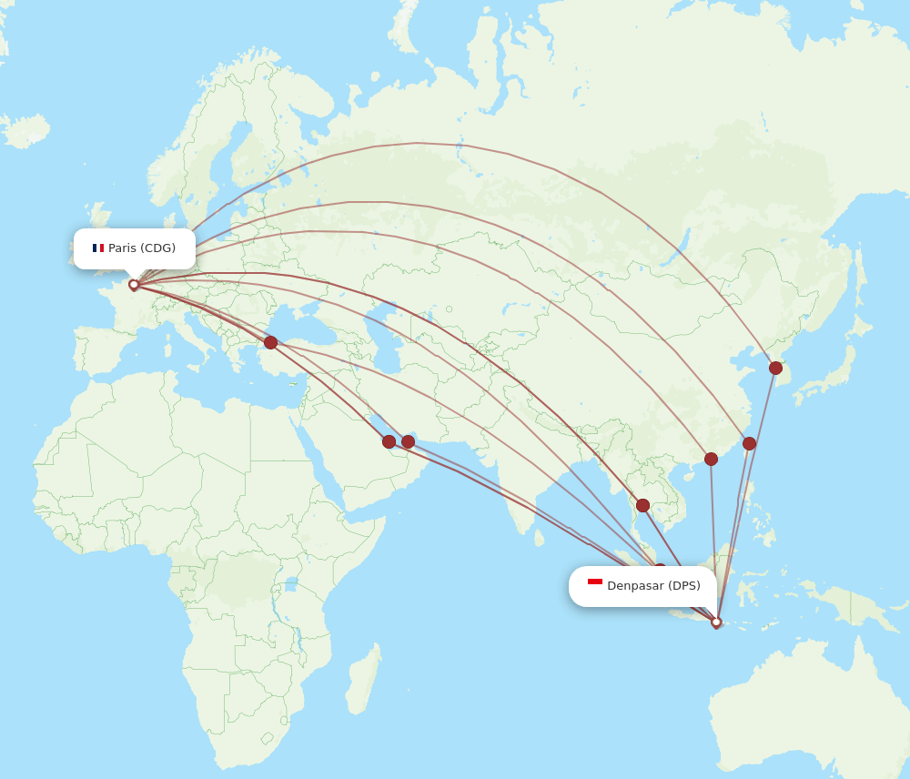 DPS-CDG flight routes