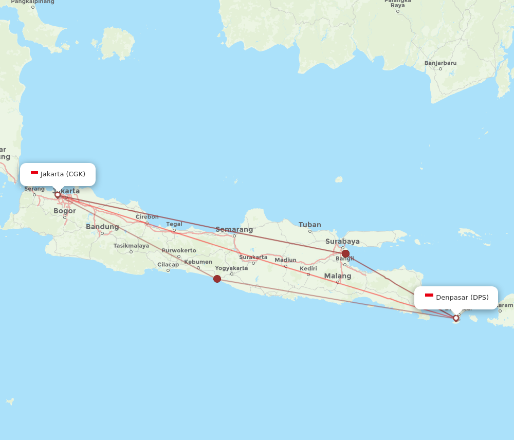 DPS to CGK flights and routes map