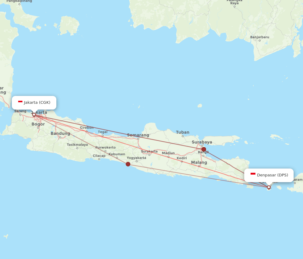 DPS to CGK flights and routes map