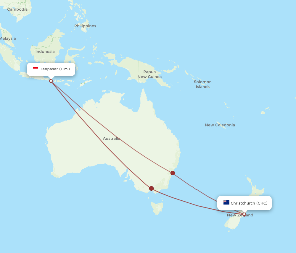 DPS-CHC flight routes