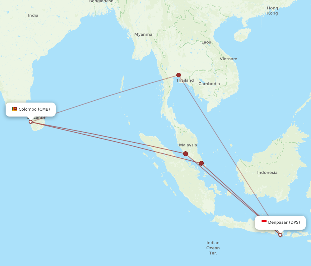 DPS to CMB flights and routes map