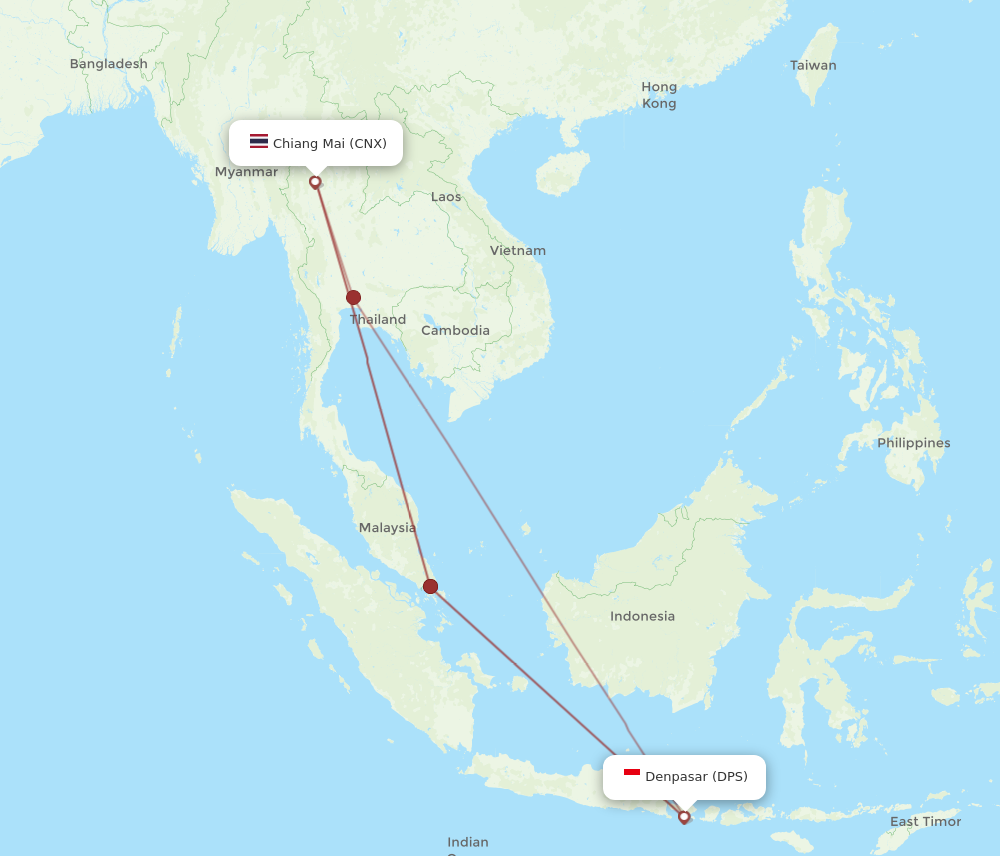 DPS to CNX flights and routes map