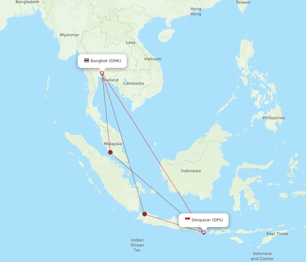 DPS-DMK flight routes