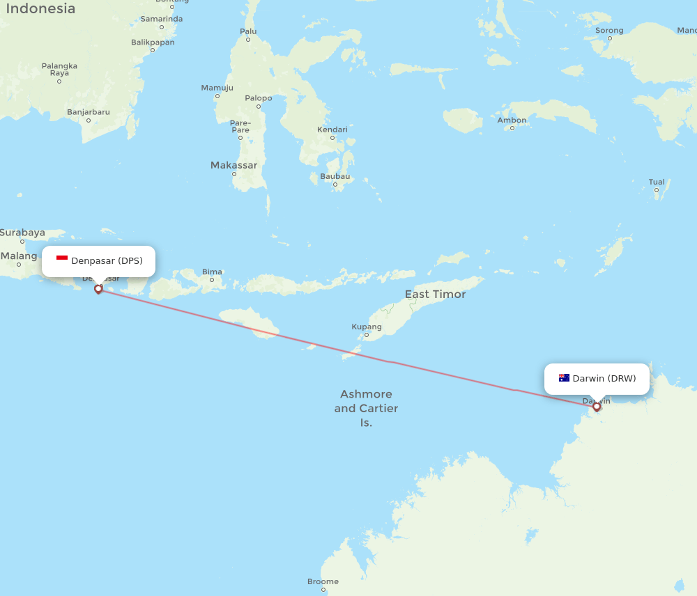 DPS to DRW flights and routes map