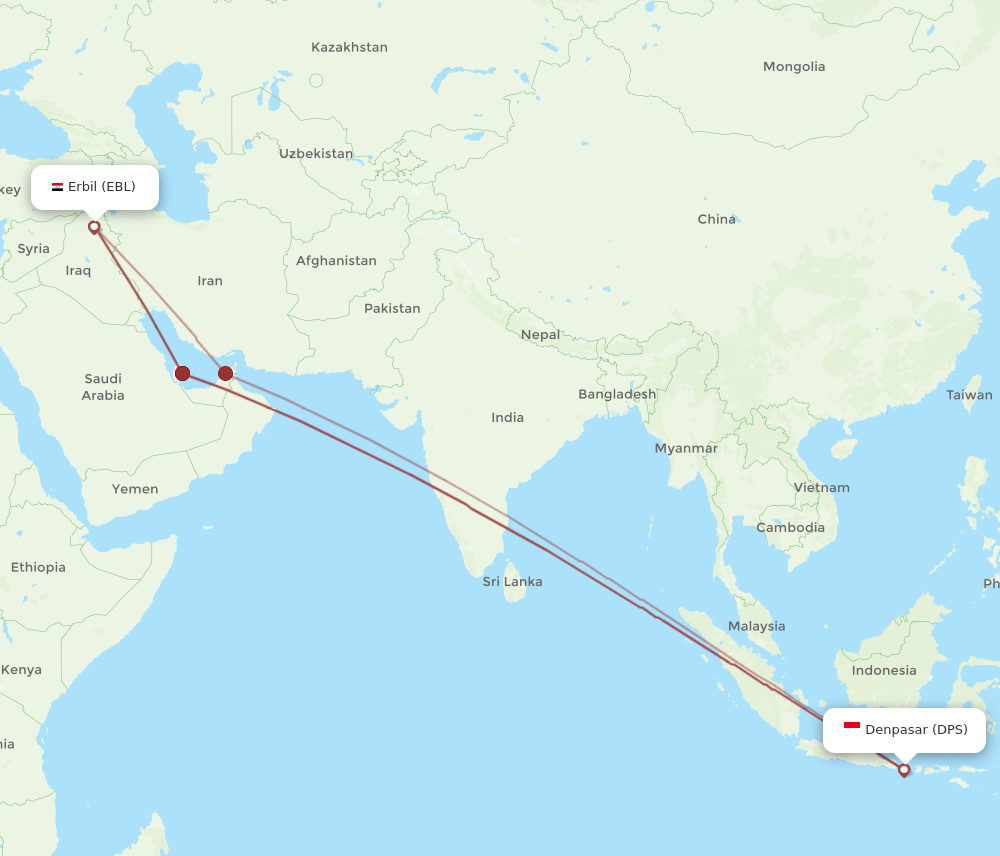 DPS-EBL flight routes