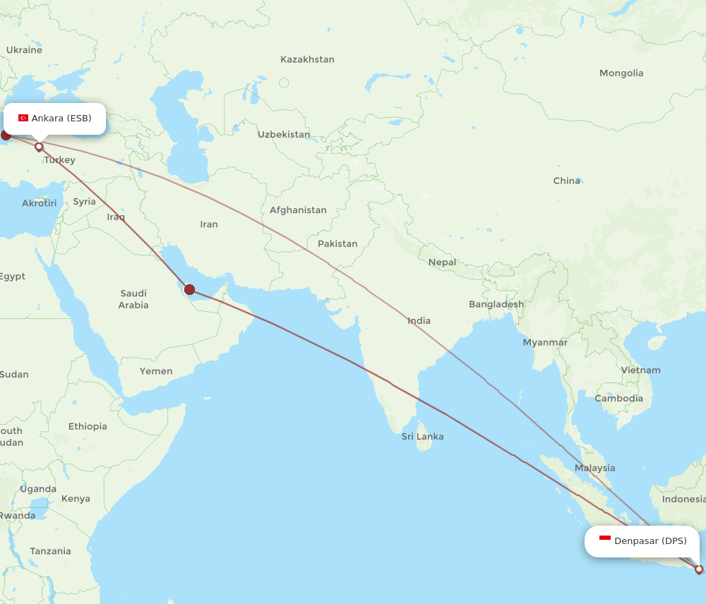 DPS-ESB flight routes