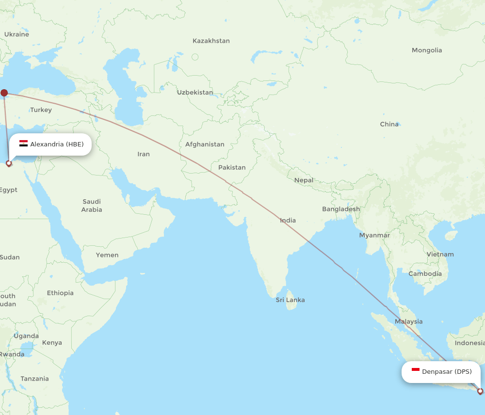 DPS to HBE flights and routes map