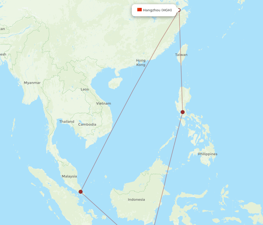 DPS to HGH flights and routes map