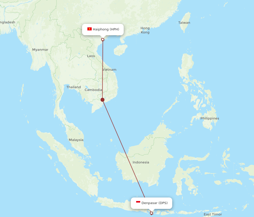 DPS to HPH flights and routes map