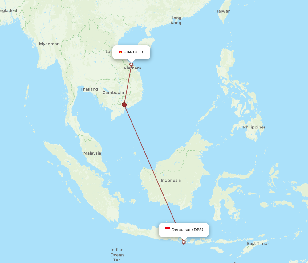 DPS to HUI flights and routes map