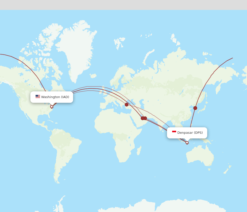DPS to IAD flights and routes map