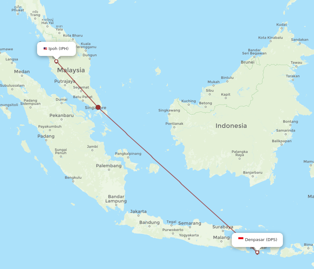 DPS to IPH flights and routes map
