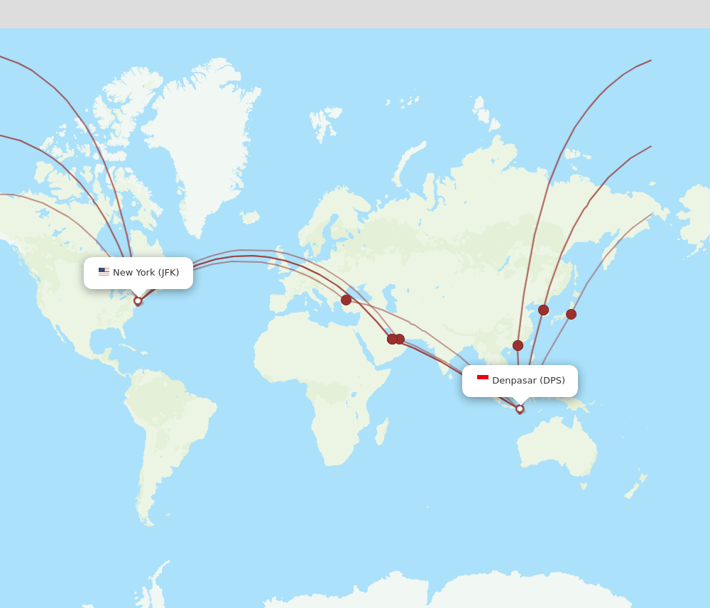 DPS to JFK flights and routes map