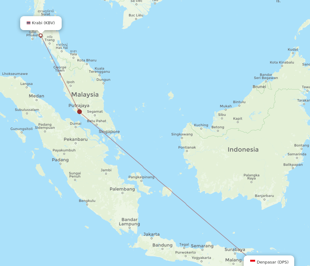 DPS to KBV flights and routes map