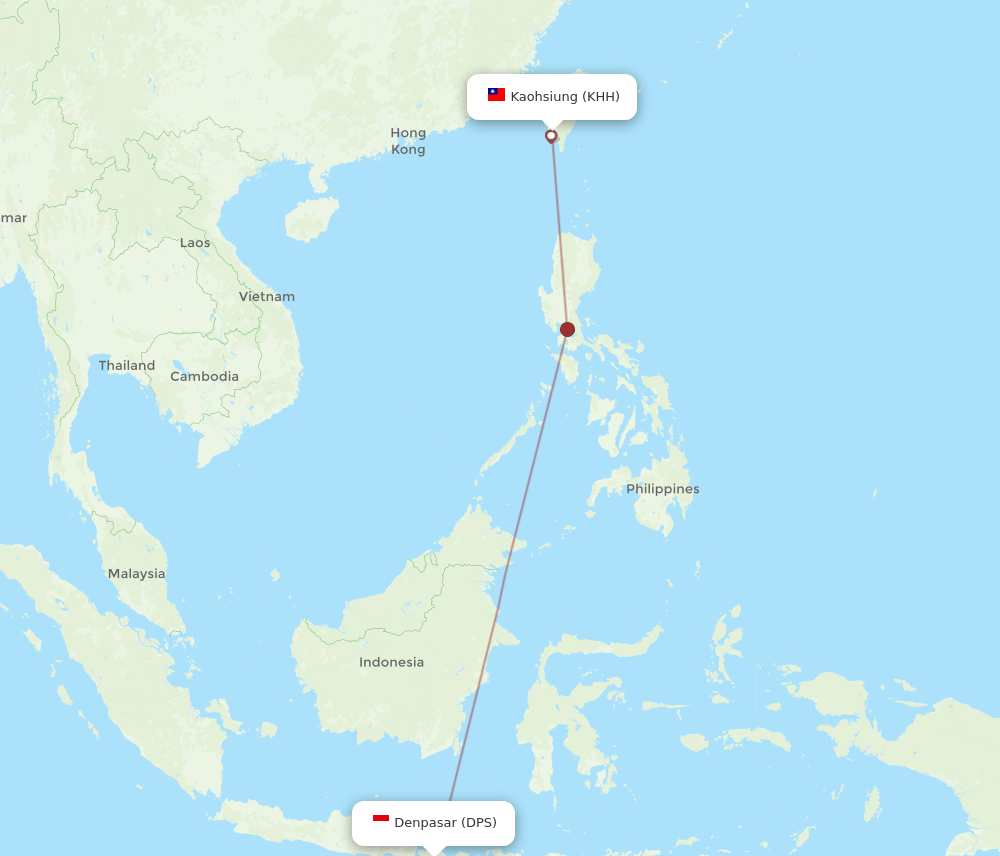 DPS-KHH flight routes