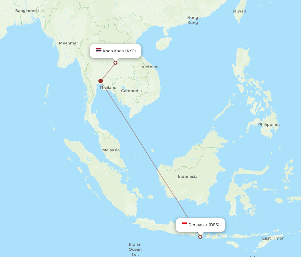 DPS to KKC flights and routes map