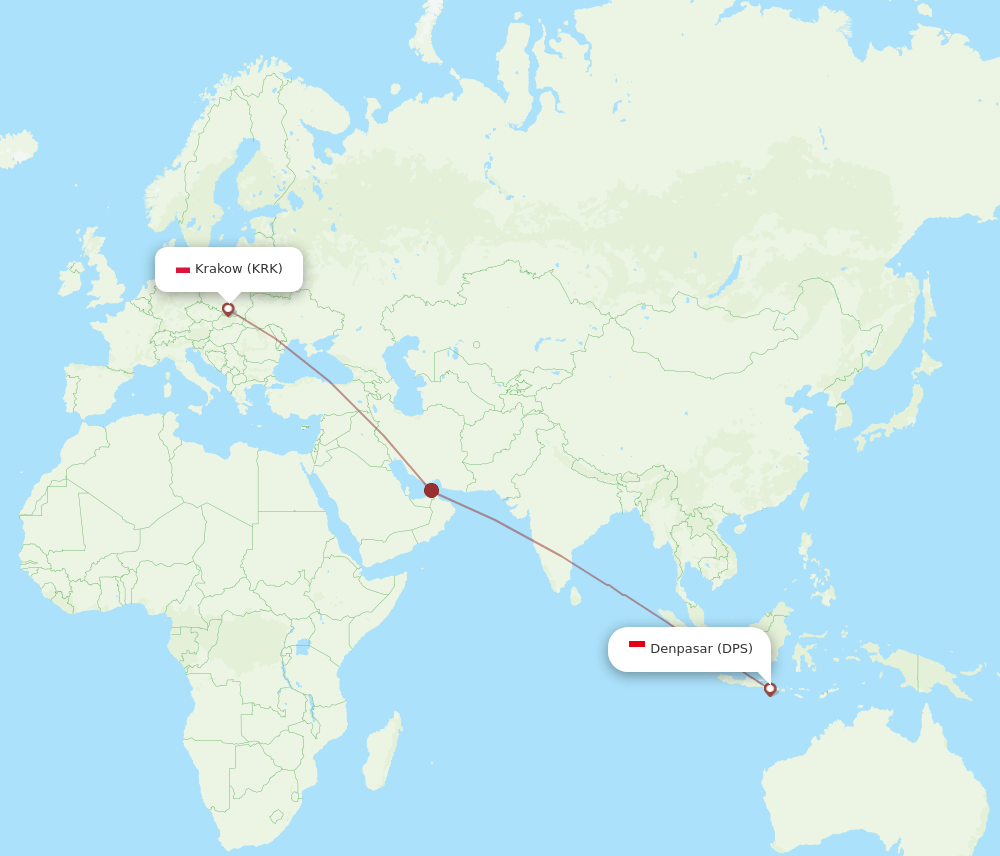 DPS-KRK flight routes