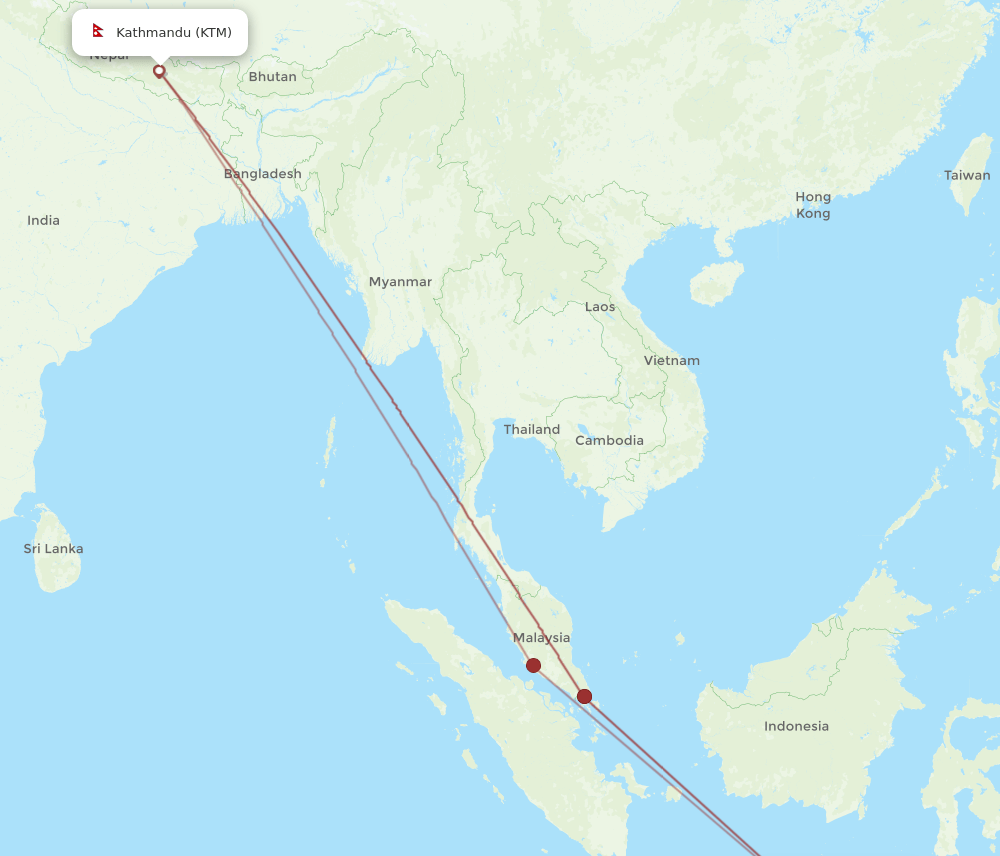 DPS-KTM flight routes